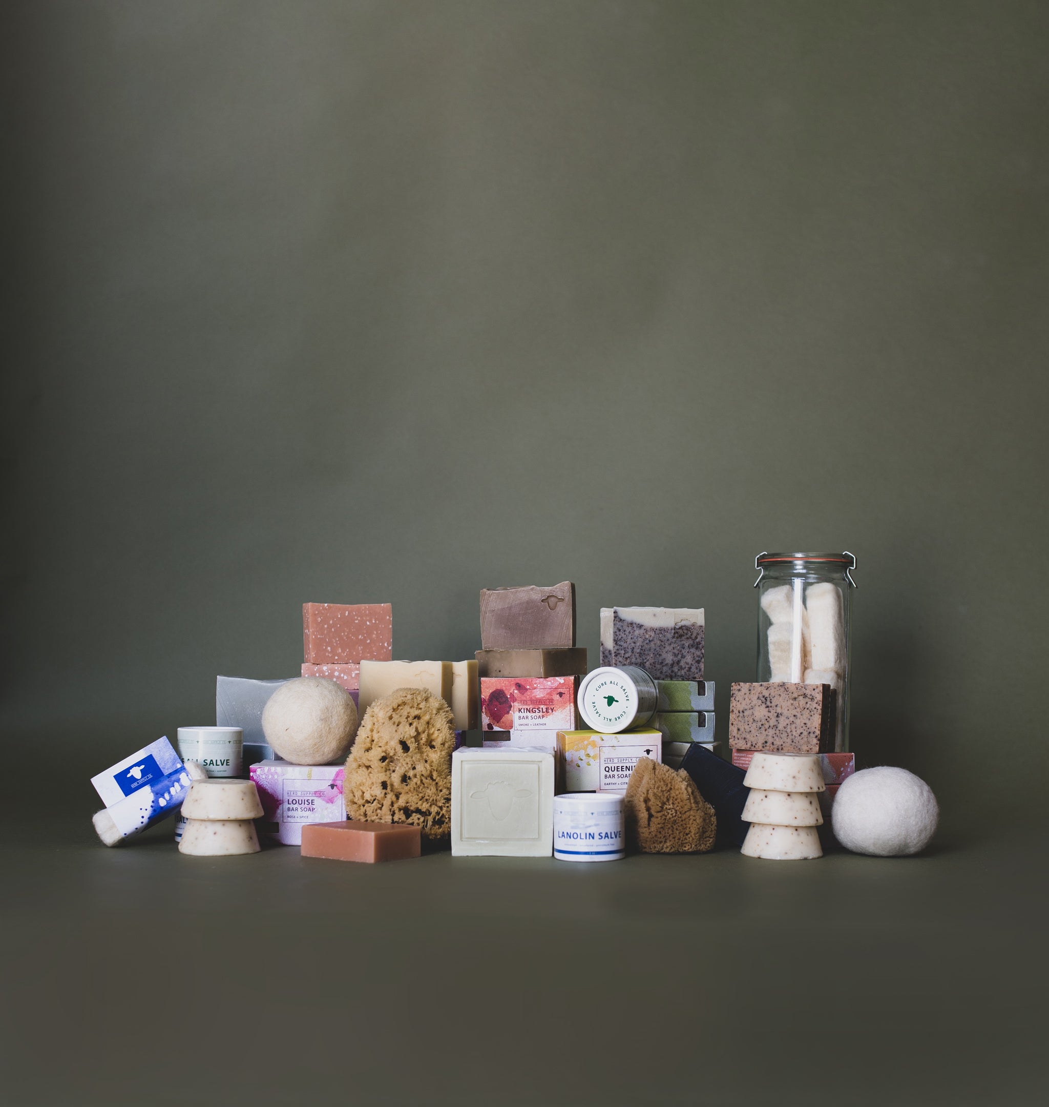 Herd Supply Co Soap, Shampoo, Lanolin, and Dryer Ball Group Shot